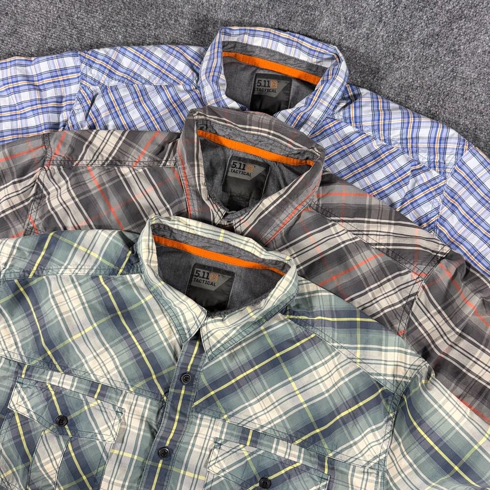 Lot 3 5.11 Tactical Covert Double Flex Plaid Shirts XL Short Sleeve 71348